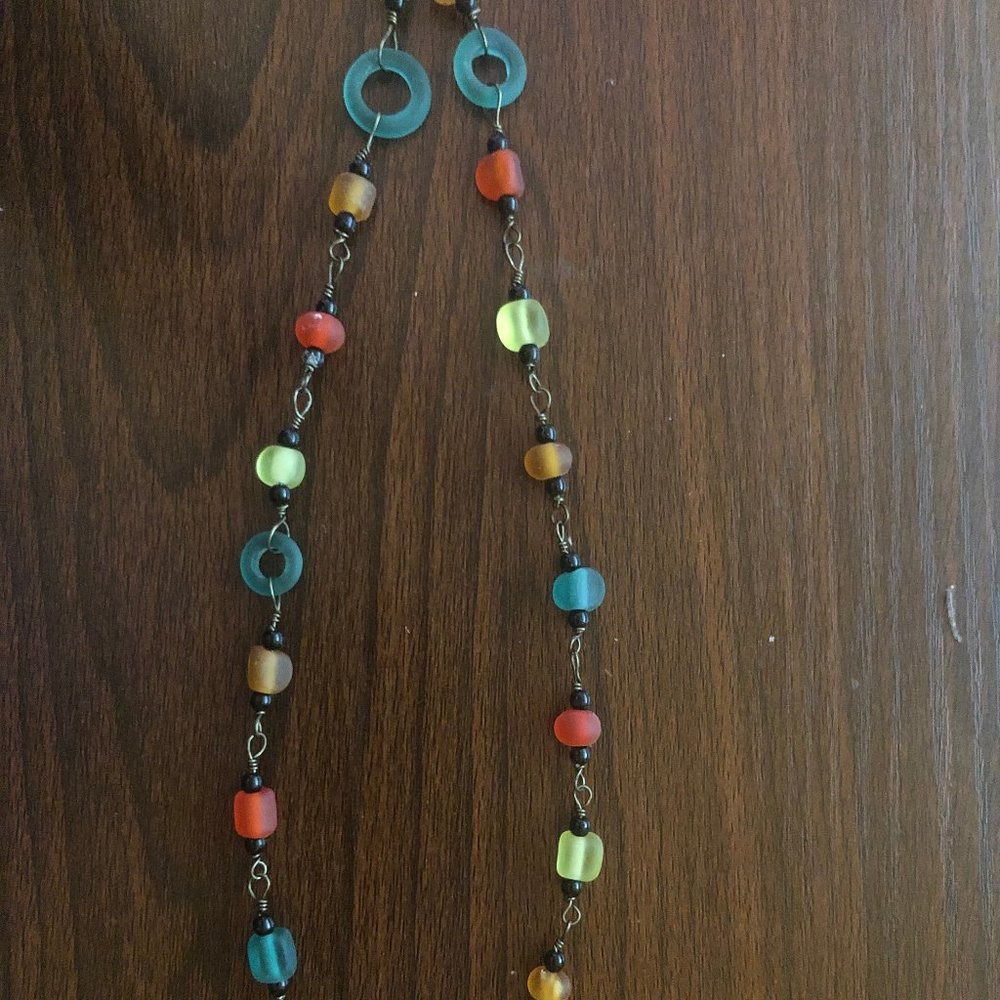 Colorful glass bead necklace